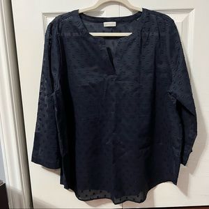 VAN HEUSEN SHEER NAVY BLUE QUARTER SLEEVE TOP